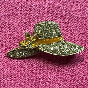 Beautiful Rhinestone Monet Hat Brooch